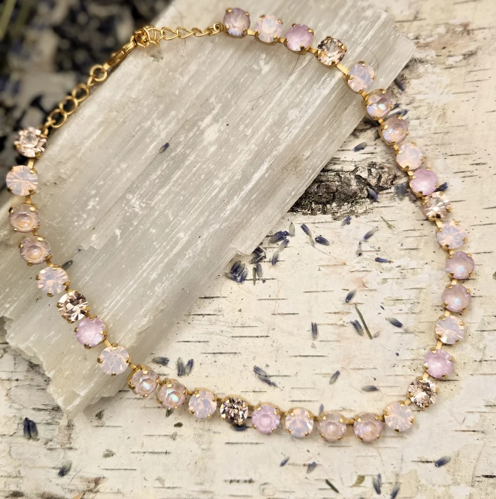 A Ballerina Babe Pink In Austrian Crystals Set On Gold Plated Necklace